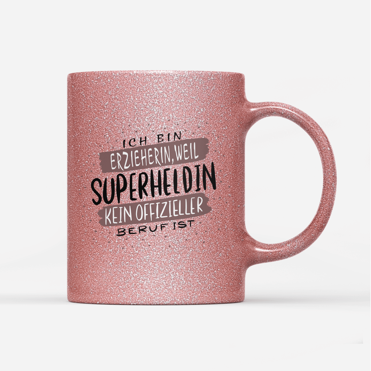 Tasse Glitzer Ich bin Erzieherin weil Superheldin kein offizieller Beruf ist - Schwarzer - Kaffee