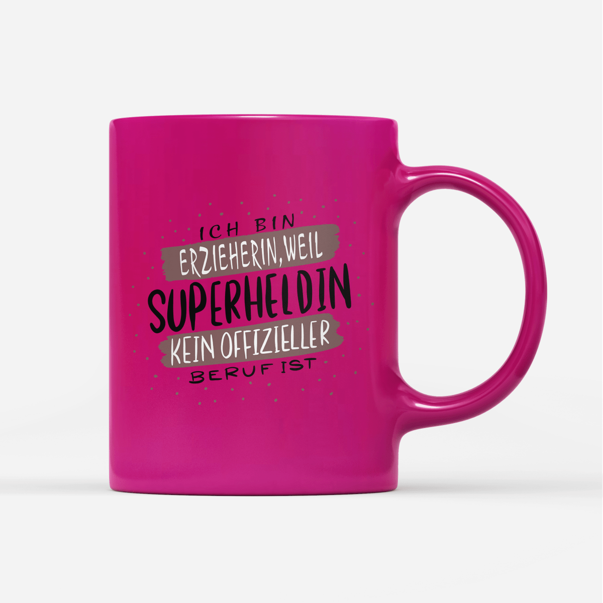 Tasse Neon Ich bin Erzieherin weil Superheldin kein offizieller Beruf ist - Schwarzer - Kaffee