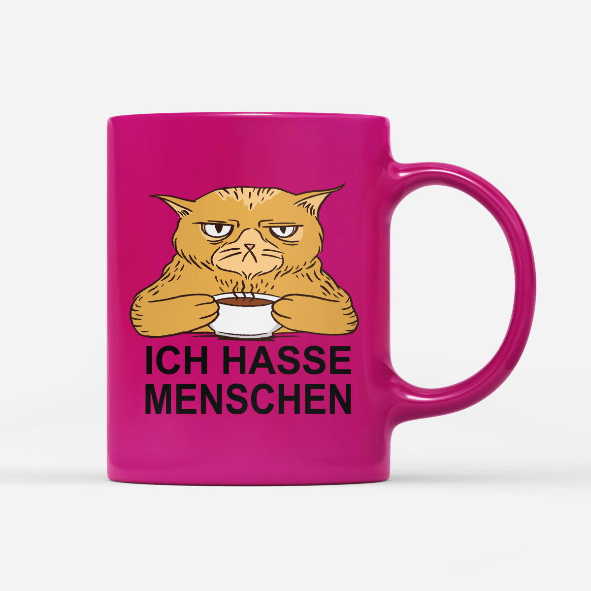 Tasse Neon Ich hasse Menschen Katze - Schwarzer - Kaffee