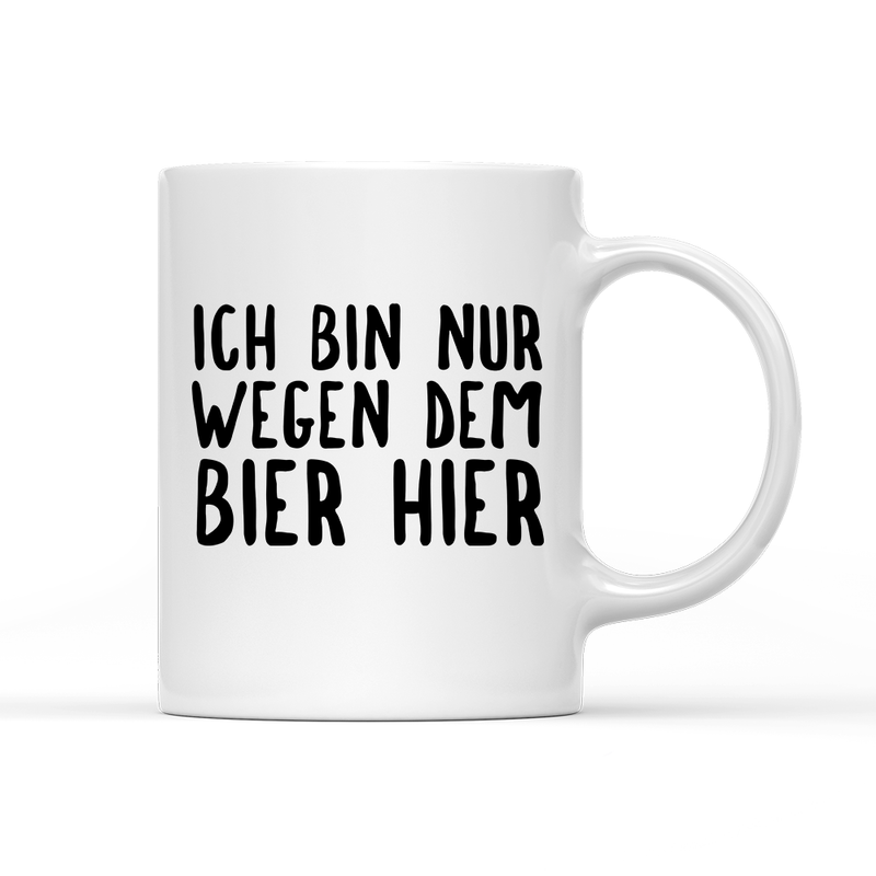Tasse Ich bin nur wegen dem Bier hier
