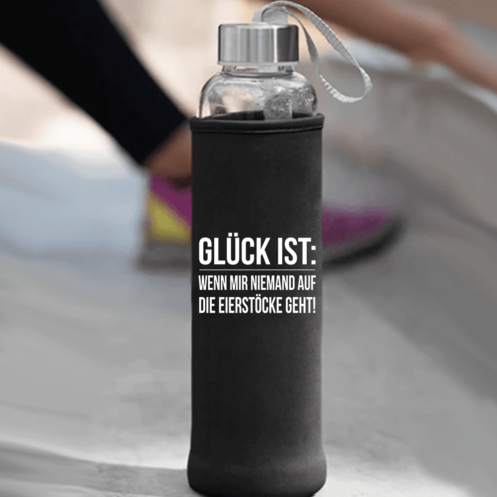 Trinkflasche Glück ist Eierstöcke - Schwarzer - Kaffee