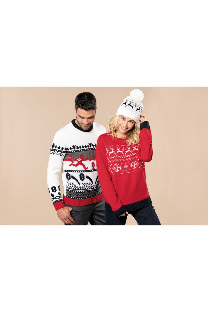 Weihnachtspulli mit Rentiermotiv rot Unisex Weihnachtspullover WEIHNACHTEN - Schwarzer - Kaffee